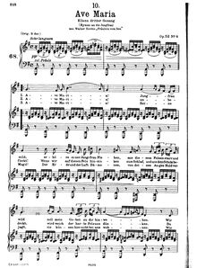 Partition complète, transposition pour low voix (G major), Ave Maria, D.839