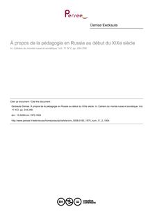 À propos de la pédagogie en Russie au début du XIXe siècle - article ; n°2 ; vol.11, pg 244-258