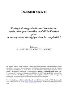 Synthèse des travaux de la journée « stratégie et complexité »
