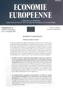 ECONOMIE EUROPEENNE. Supplément A Analyses économiques N° 11 - Novembre 1997