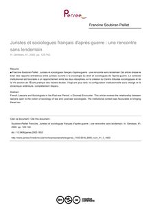 Juristes et sociologues français d après-guerre : une rencontre sans lendemain - article ; n°1 ; vol.41, pg 125-142