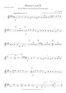 Partition trompette 2 (B♭), Music pour pour Royal Fireworks, Fireworks Music par George Frideric Handel