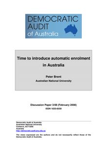 Democratic Audit of Australia Discussion Paper - Automatic Enrolment