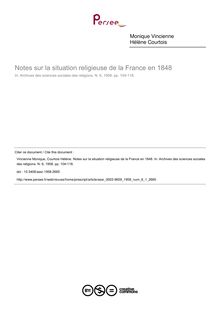 Notes sur la situation religieuse de la France en 1848 - article ; n°1 ; vol.6, pg 104-118