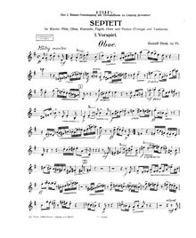 Partition hautbois , partie, Septet, Op.55, Septett für Klavier, Flöte, Oboe, Klarinette, Fagott, Horn und Pauken (Triangle und Tamburin). Op. 55.