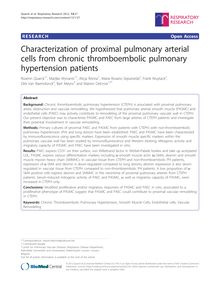 Characterization of proximal pulmonary arterial cells from chronic thromboembolic pulmonary hypertension patients