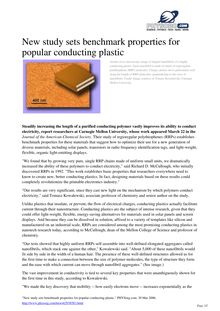New study sets benchmark properties for popular conducting plastic