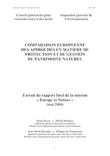 Comparaison européenne des approches en matière de protection et de gestion du patrimoine naturel - Extraits du rapport final de la mission Europe et Nature