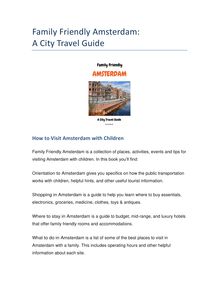 Family Friendly Amsterdam: A City Travel Guide