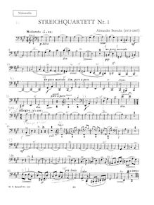 Partition violoncelle, corde quatuor No.1 en A Major, On a Theme of Beethoven
