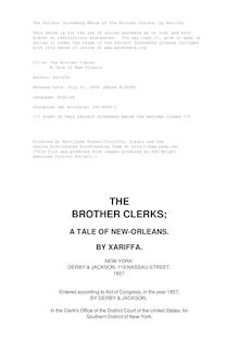 The Brother Clerks - A Tale of New-Orleans