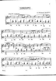 Partition No.1 - Impromptu, Piano pièces, Op.13, Mackenzie, Alexander Campbell