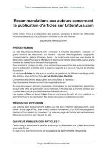 Recommandations aux auteurs concernant la publication d articles ...