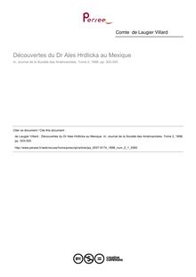 Découvertes du Dr Ales Hrdlicka au Mexique  ; n°1 ; vol.2, pg 303-305