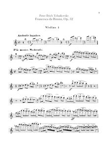 Partition violons I, Francesca da Rimini, Франческа да Римини, E minor