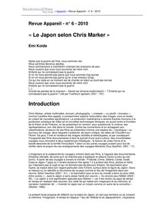 « Le Japon selon Chris Marker » Introduction