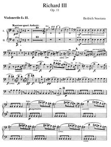 Partition violoncelles I, II, Richard III, Smetana, Bedřich