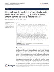 Livestock-based knowledge of rangeland quality assessment and monitoring at landscape level among borana herders of northern Kenya