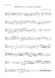 Partition violon 2, Sonata à 2 Violini verstimbt, Schmelzer, Johann Heinrich