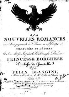 Partition , Le Regard, 6 Nouvelles Romances, Blangini, Joseph Marie Felix