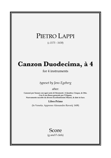 Partition complète (aigu, basse clefs), Canzon Duodecima  La Alle  a 4