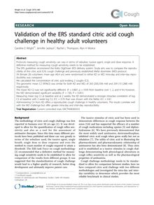 Validation of the ERS standard citric acid cough challenge in healthy adult volunteers