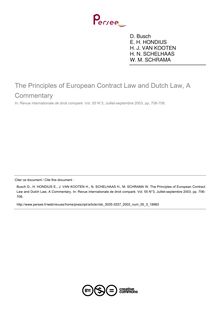 The Principles of European Contract Law and Dutch Law, A Commentary - note biblio ; n°3 ; vol.55, pg 706-708