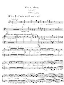 Partition violons II, La Mer, trois esquisses symphoniques, The Sea