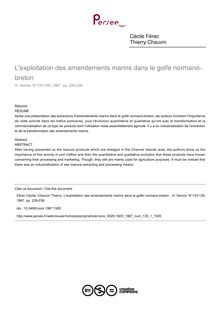 L exploitation des amendements marins dans le golfe normano-breton  - article ; n°1 ; vol.133, pg 229-238