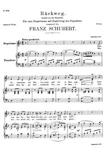 Partition voix & partition de piano, Rückweg, D.476, The Way Back