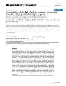 Intratracheal synthetic CpG oligodeoxynucleotide causes acute lung injury with systemic inflammatory response