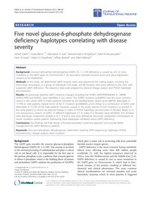 Five novel glucose-6-phosphate dehydrogenase deficiency haplotypes correlating with disease severity