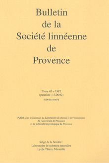 bull. 043 1992 société linnéenne de provence