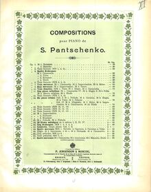Partition couverture couleur, 5 préludes, Panchenko, Semyon
