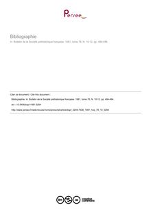 Bibliographie - article ; n°10 ; vol.78, pg 484-494