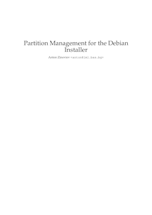 Partition Management for the Debian Installer