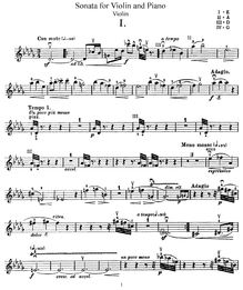 Partition de violon, violon Sonata, Janáček, Leoš