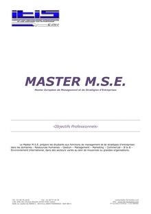 Master M.S.E. - Management et Stratégie d Entreprise