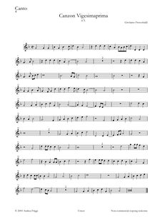 Partition Canto, Canzon Vigesimaprima à 5, Frescobaldi, Girolamo