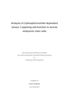 Analysis of 3-phosphoinositide dependent kinase 1 signaling and function in murine embryonic stem cells [Elektronische Ressource] / vorgelegt von Tanja Tamgüney