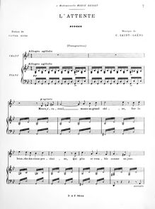 Partition complète (G minor), L attente, A minor, Saint-Saëns, Camille