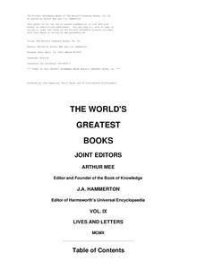 The World s Greatest Books — Volume 09 — Lives and Letters
