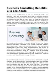 Business Consulting Benefits: Gila Lee Adato