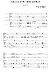 Partition Sonata No.3 en G major, sonates à deux flûtes et basse