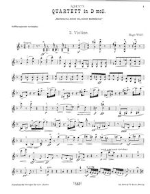 Partition violon 2, corde quatuor, String Quartet in D Minor "Entbehren sollst du, sollst entbehren!"