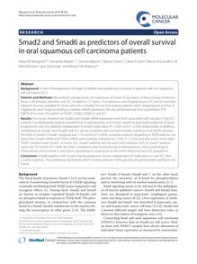 Smad2 and Smad6 as predictors of overall survival in oral squamous cell carcinoma patients