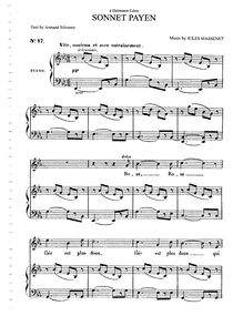 Partition complète (E♭ Major: medium voix et piano), Sonnet païen