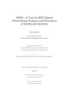 MINA - a tool for MSC-based performance analysis and simulation of distributed systems [Elektronische Ressource] / von Hesham Kamal Arafat Mohamed