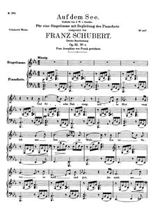 Partition 2nd version (E♭ major), published as Op.92 No.2, Auf dem See, D.543 (Op.92 No.2)