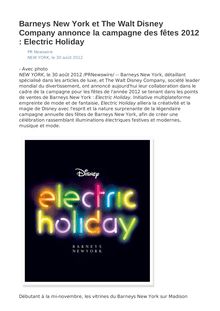 Barneys New York et The Walt Disney Company annonce la campagne des fêtes 2012 : Electric Holiday